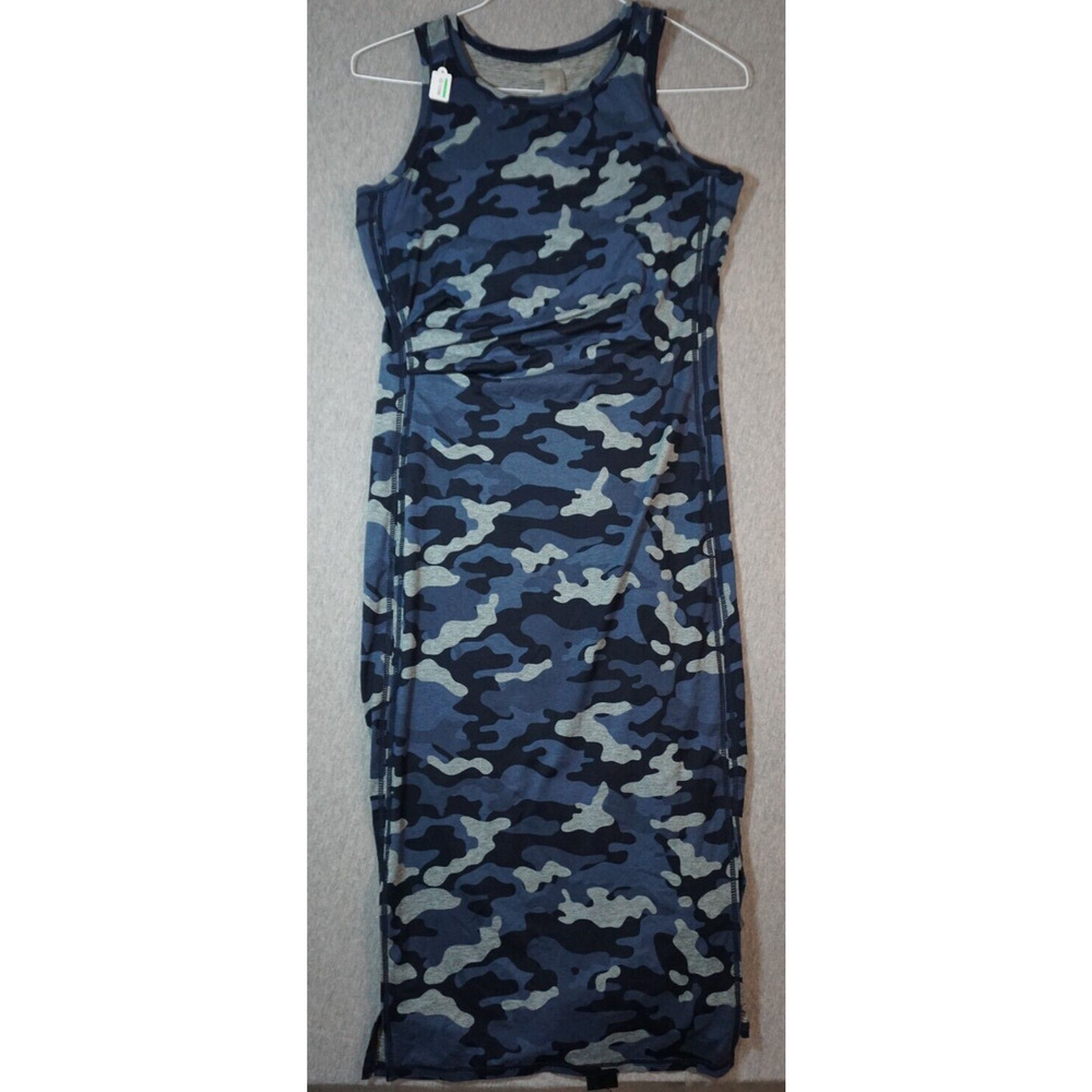 Zuda Ladies blue camo spandex Maxi dress Sz M 35" chest